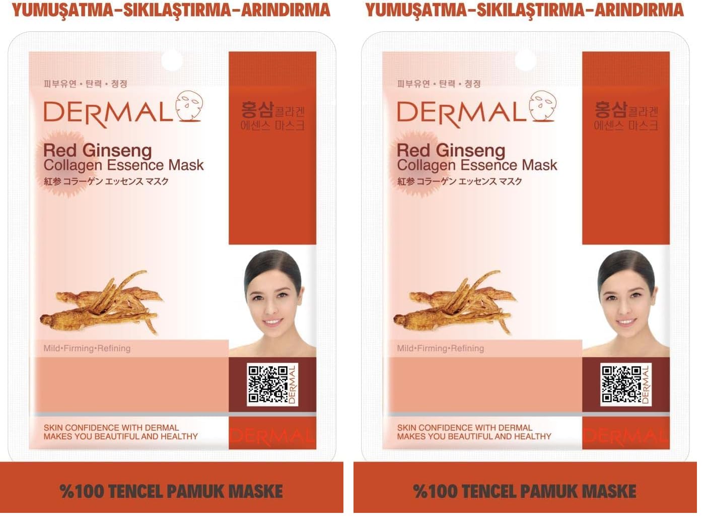 DERMAL Arındırıcı, Serinletici, Sıkılaştırıcı Kırmızı Ginseng Özlü Kolajen Maske 23gr 2li paket