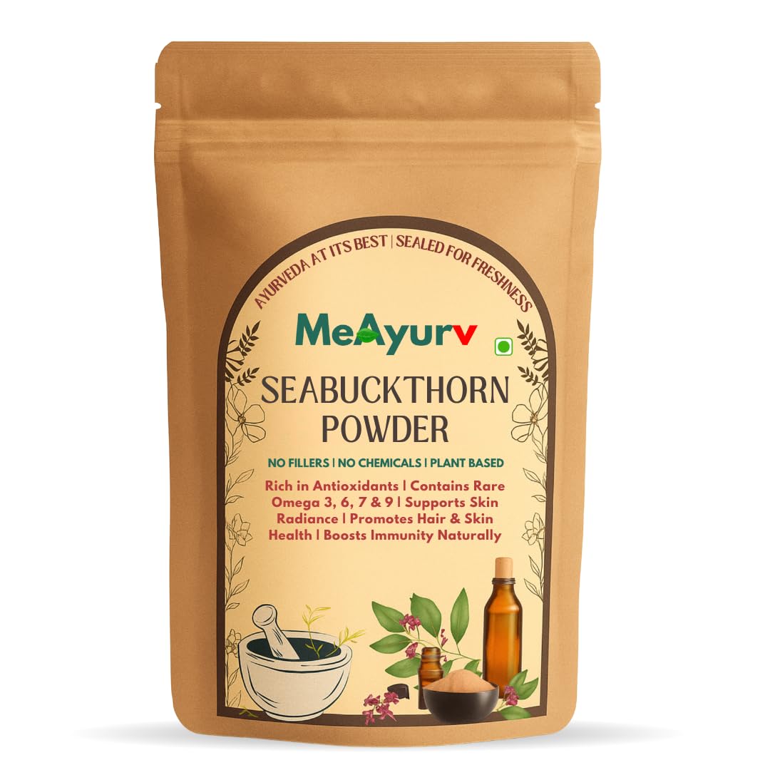 MeAyurv Sea Buckthorn Powder | Leh Berry | Skin Glow Immunity Gut | Himalayan Superfood Rich in Omega-7 Vitamin C | Pure, No Additives | 55 g-image-28