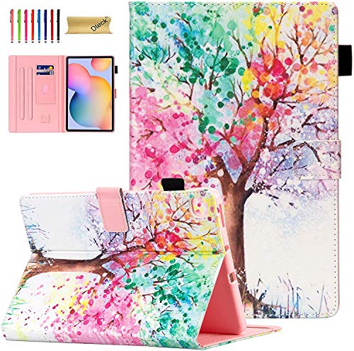 Dteck - Funda protectora para Samsung Galaxy S6 Lite (10,4 pulgadas, con soporte para bolígrafo, 10,4 pulgadas, diseño de árbol colorido