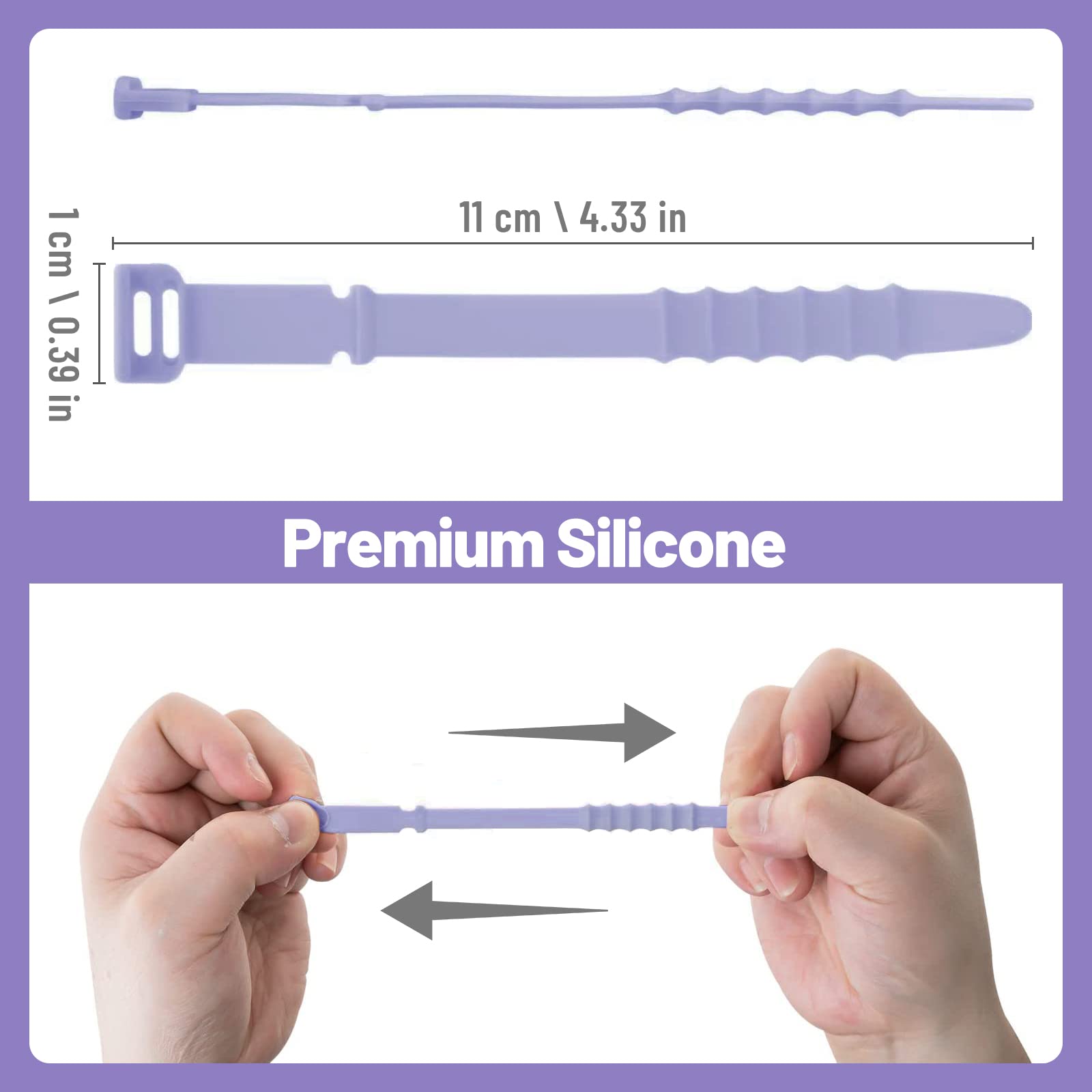50 fascette in silicone riutilizzabili, fascette stringicavo in gomma per cavi, organizer per casa, ufficio, tavolo, scrivania. Fascette da 11,4 cm in bianco, nero, rosa, viola e blu