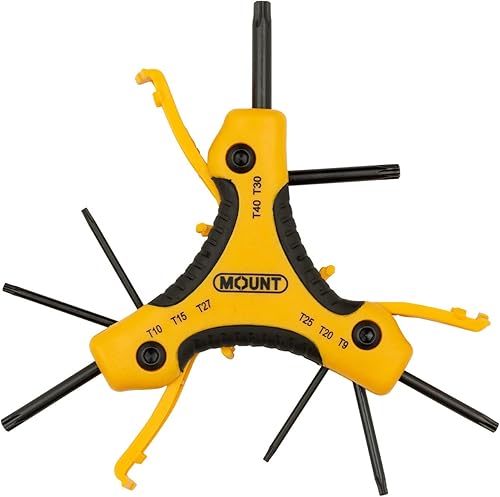 Miniatura 1 de MOUNT Juego de 8 llaves de estrella a prueba de manipulaciones, juego de llaves plegables Torx Star, T9 a T40, acero de aleación Cr-V, kit de