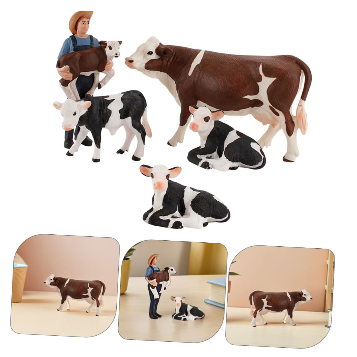 BESPORTBLE 5 Figuras de Ganado de PVC para Niños, Modelos Simulados de Animales de Granja, Decoración Versátil para Interiores y Juego Educativo en Casa