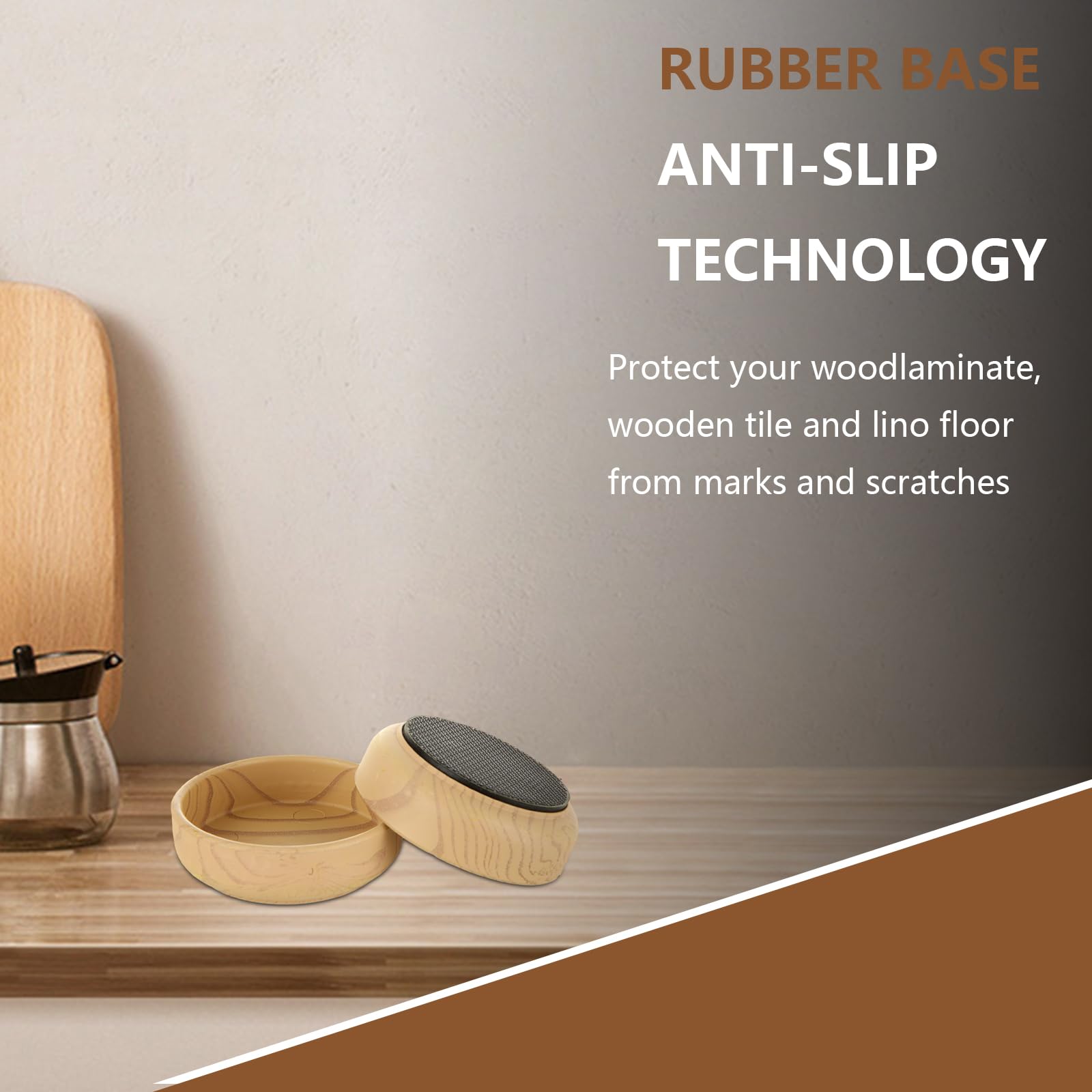 AHAQU 16PCS 60mm Rubber Base Castor Cups, Sofa Feet Protectors For Wooden Floors And Carpets - View #5