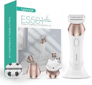 VOYOR Rasuradora Mujer Afeitadora Electrica Mujer Con 4 Cabezales De Repuesto Recargable Rasuradora Zona Intima Y 2 Velocidades Para Piernas, Limpieza Facial Y Masaje ES501 (Dorado Champagne)