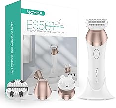 VOYOR ES501 4 in 1 Women's Electric Shaver for Women Dry and Wet with Razor Head, Trimmer for Bikini Area, Face Cleans, Massage Head Set of Women's Razors ES501 (Champagne Gold)