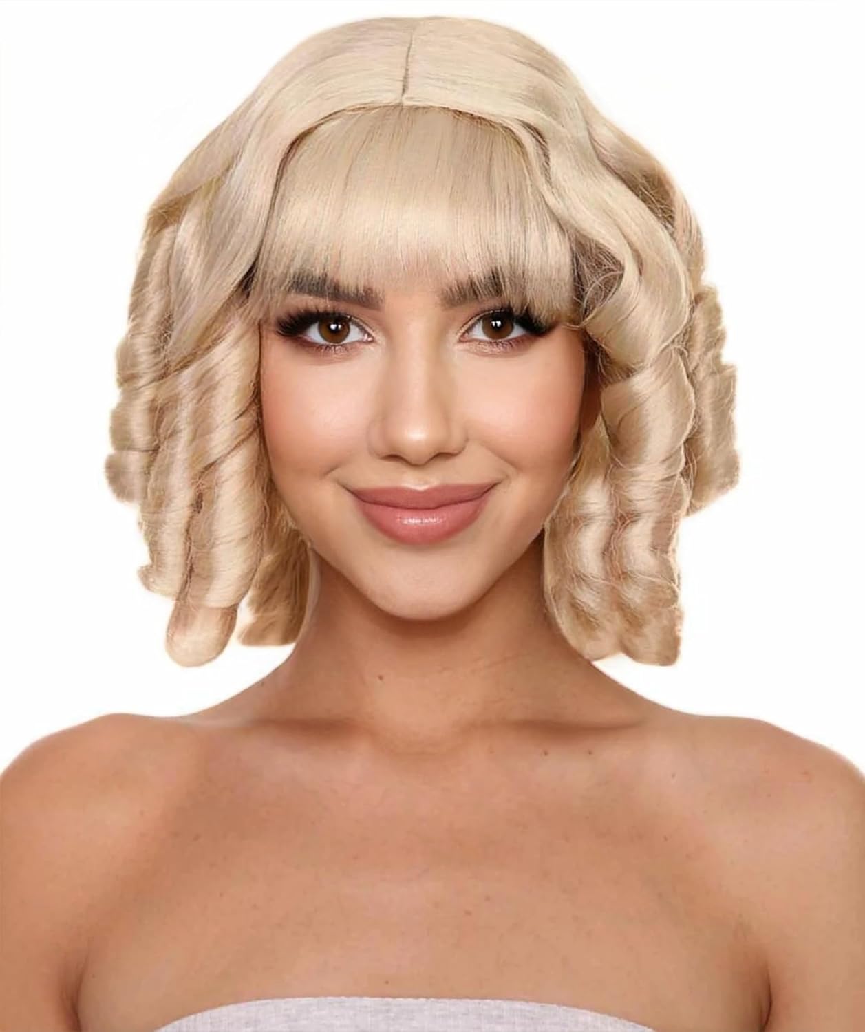 Classic French Colonial Curly Wig for Adults –Ideal for Halloween Flame-retardant Synthetic Fiber - Blonde