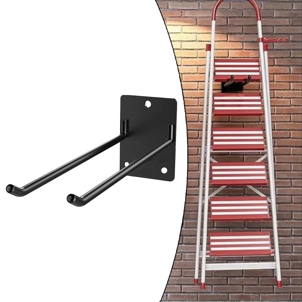 Organizer da parete per garage per montaggio in acciaio per attrezzi da giardino, 2 pezzi, design salvaspazio resistente, per pale, rastrelli e scope, nero