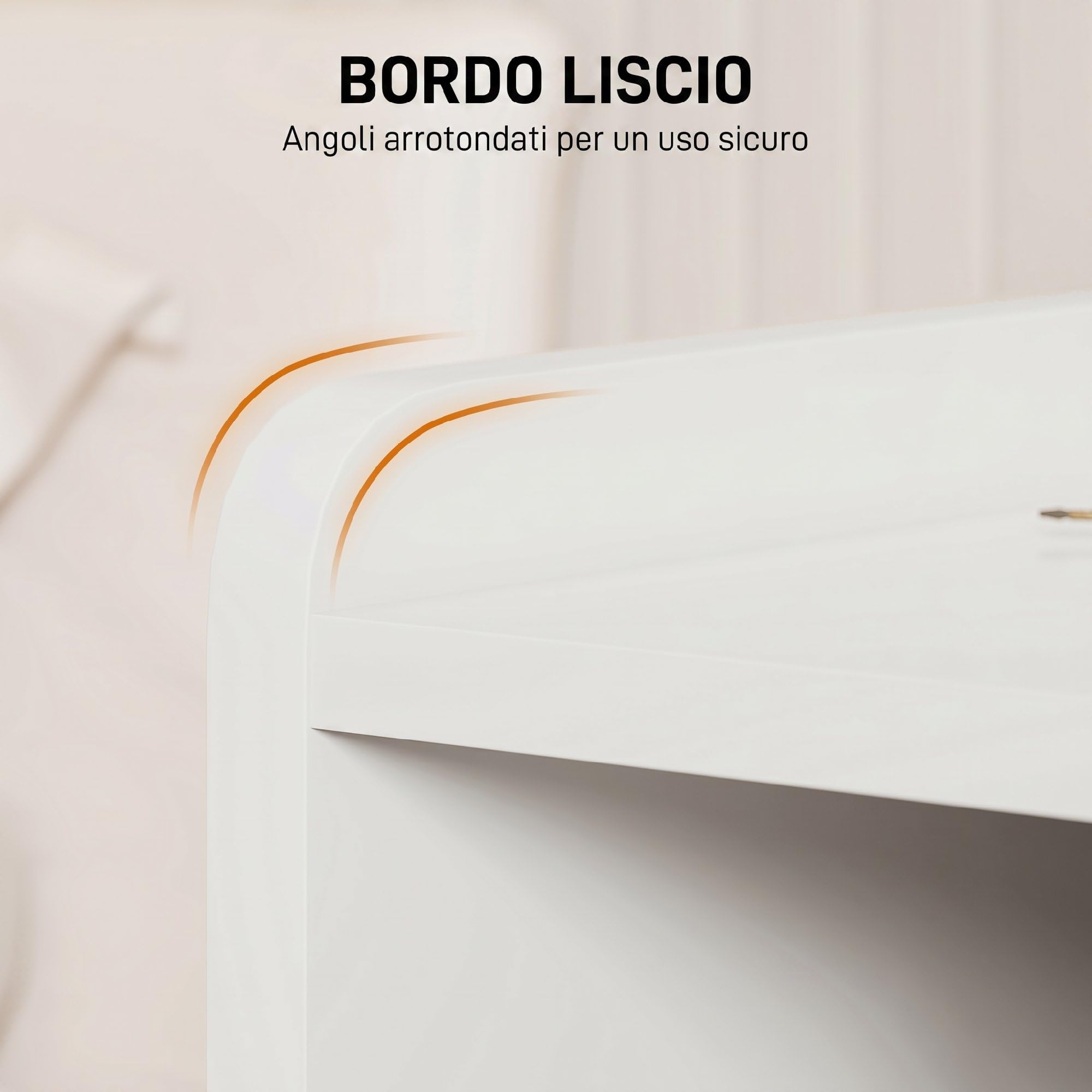 HOMCOM Comodino Camera da Letto con 2 Cassetti 40x30x60 cm Bianco Lucido