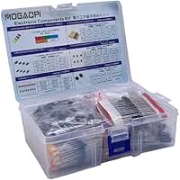 Kit de componentes eletrônicos e total de 1390 peças, diodos de LED, resistores de filme metálico, pacote de capacitor eletrolítico, diodos comuns, capacitores de cerâmica, caixa sortida de transistor comum