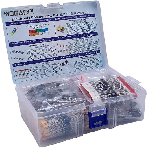 Electronic Component Kit Total 1390 Pcs, LED Diodes, Metal Film Resistors, Electrolytic Capacitor Package, Common Diodes, Ceramic Capacitors, Common Transistor Assortment Box