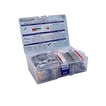 Kit de Componentes Electrónicos Total 1390 Piezas, Diodos LED, Resistores de Película Metálica, Paquete de Condensadores Electrolíticos, Diodos Comunes, Condensadores Cerámicos, Caja de Surtido de Transistores Comunes
