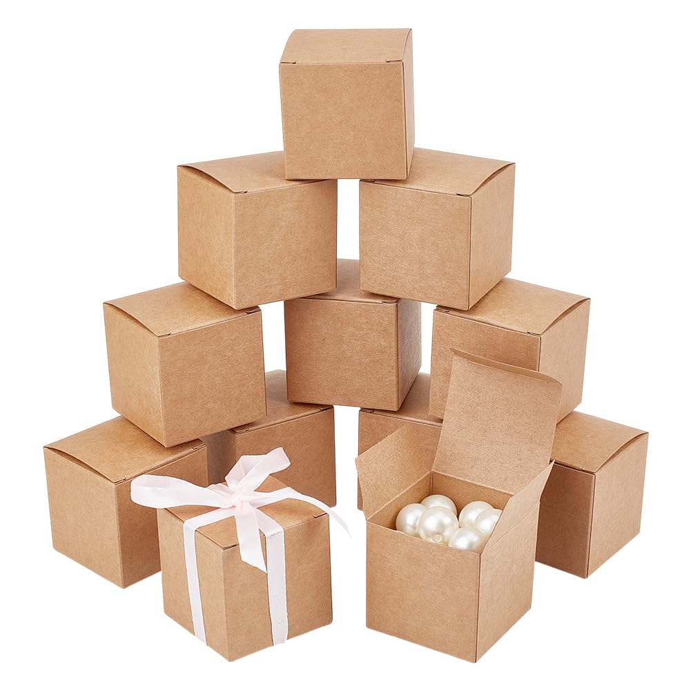 PH PandaHall 30pcs Mini Gift Box Small Paper Boxes 6x6x6cm Gift Packaging Box with Lid Foldable Cardboard Favor Treat Boxes for Valentine's Day Wedding Birthday Party Favor Soap Jewellery