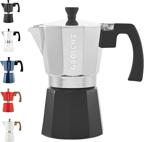 Miniatura 1 de Grosche Milano Moka Cafetera espresso moca para estufa, de 6 tazas, cafetera cubana, cafetera greca, italiana, percoladora, esmoquin