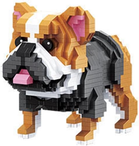 SOLEILHOME Adorable juego de bloques de construcción de perro de toro inglés, ladrillos micro terrier, compatible con ladrillos de las principales
