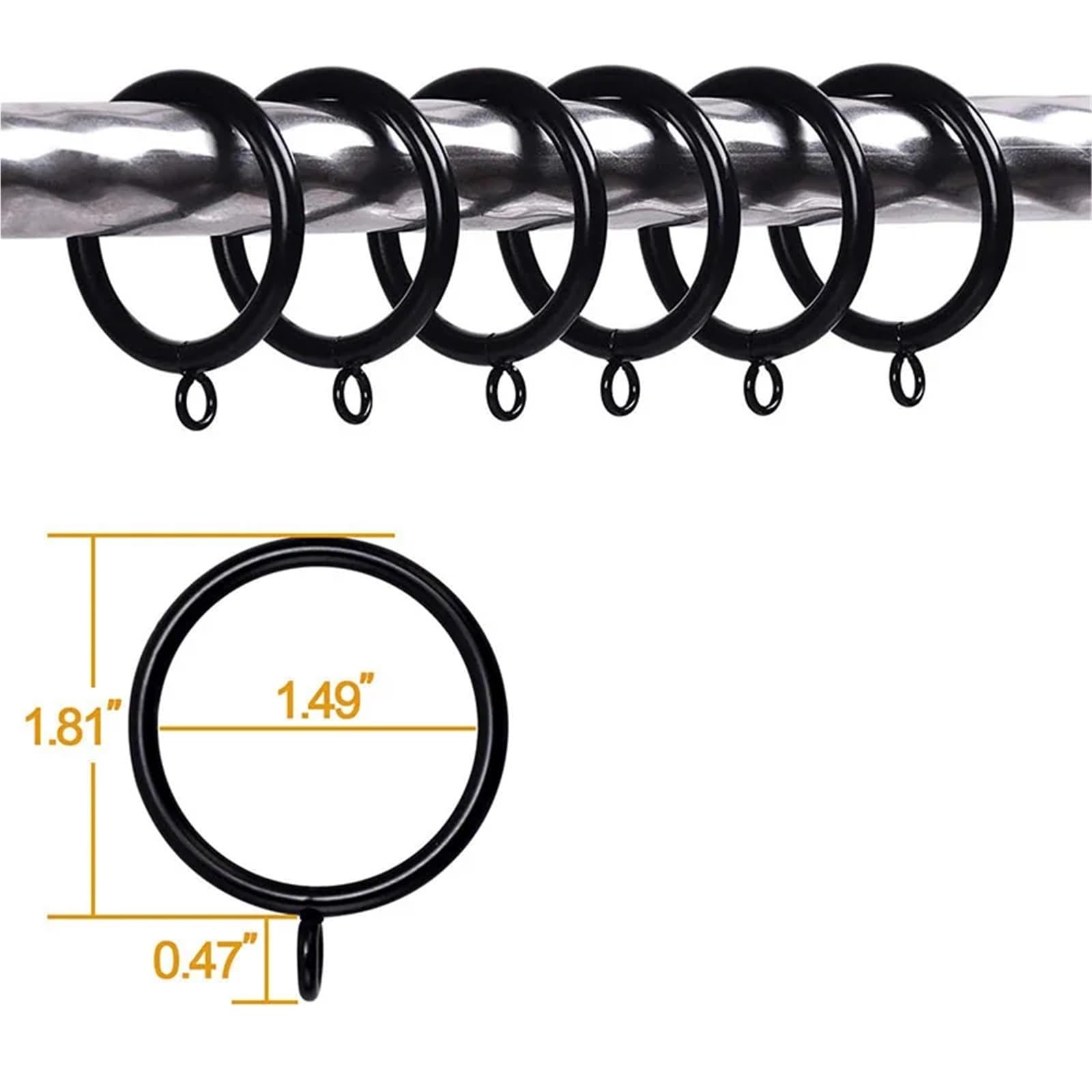 40 Stück Metall-Vorhangringe, Gardinenstangenringe mit Ösen, Hängeringe for Vorhänge und Stangen Für Fenster Und Türen(Silvery)