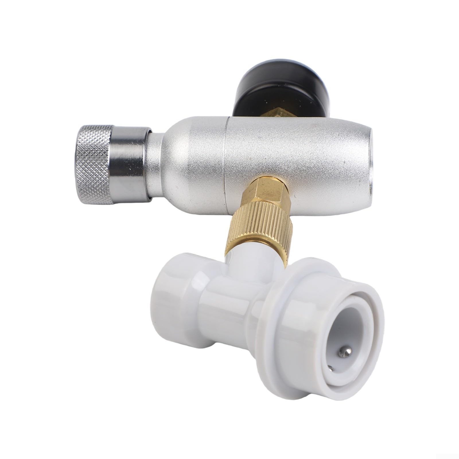 Keg reduktor ciśnienia 0-60 psi z aluminium z przyłączem gazu do mini regulatora, Homebrew karbonator, srebrny