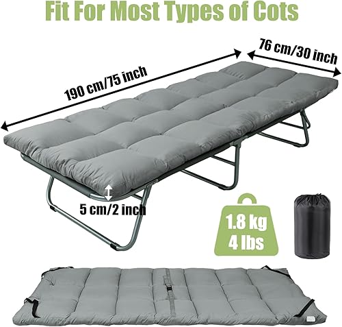 Miniatura 4 de Tuphen Protector de colchón de cuna para camping, cubrecolchón de cuna, colchón de campamento, almohadilla para dormir de 75 x 30 pulgadas, Gris