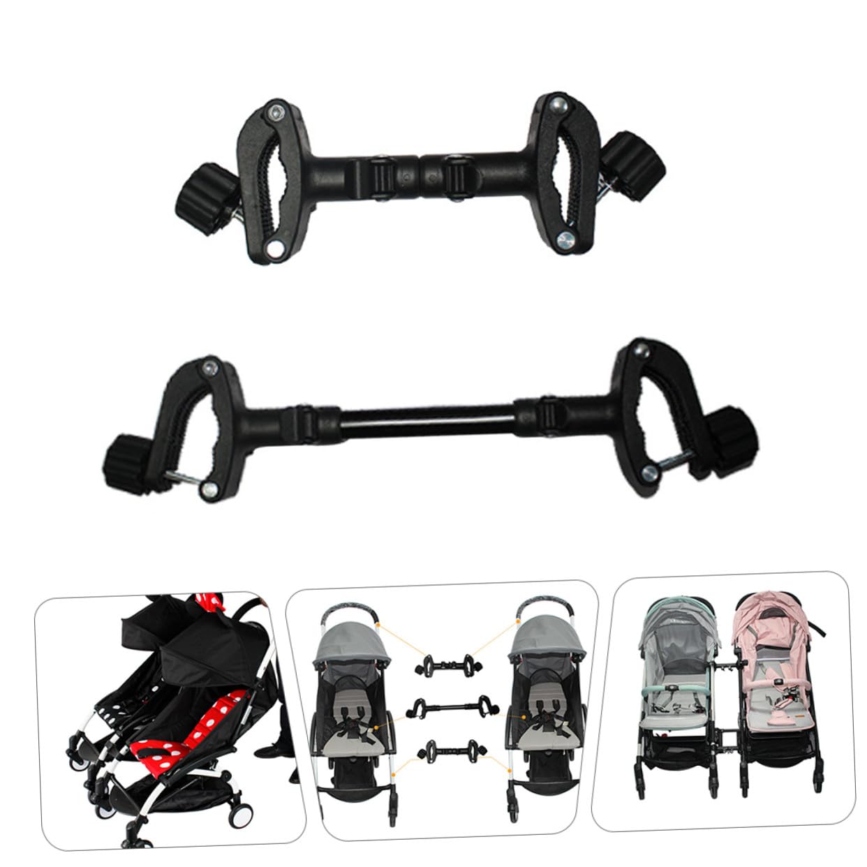Conector para Cochecito Doble Ajustable 3 Piezas 2 Cortos 1 Largo Compatible Mayoría de Cochecitos Gemelares Material Duradero para Uso Exterior Paseos y Viajes