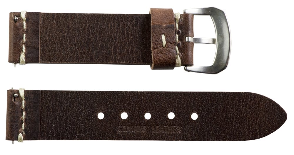 Clockwork Synergy® Dapper Collection - 22mm Brown Worn Leather Watch Band