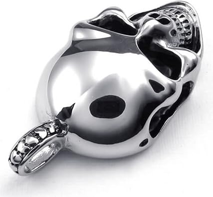 KONOV Mens Gothic Skull Stainless Steel Pendant Necklace, Silver Black, 22 inch Chain