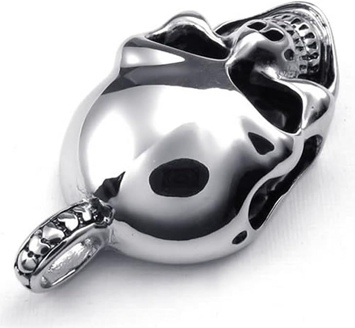 KONOV Mens Gothic Skull Stainless Steel Pendant Necklace, Silver Black, 22 inch Chain