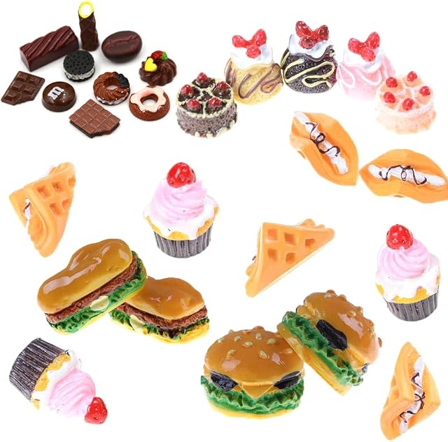 Diyiming 27Pcs Miniature Food Mini Hamburgers Food Models Dollhouse Accessories