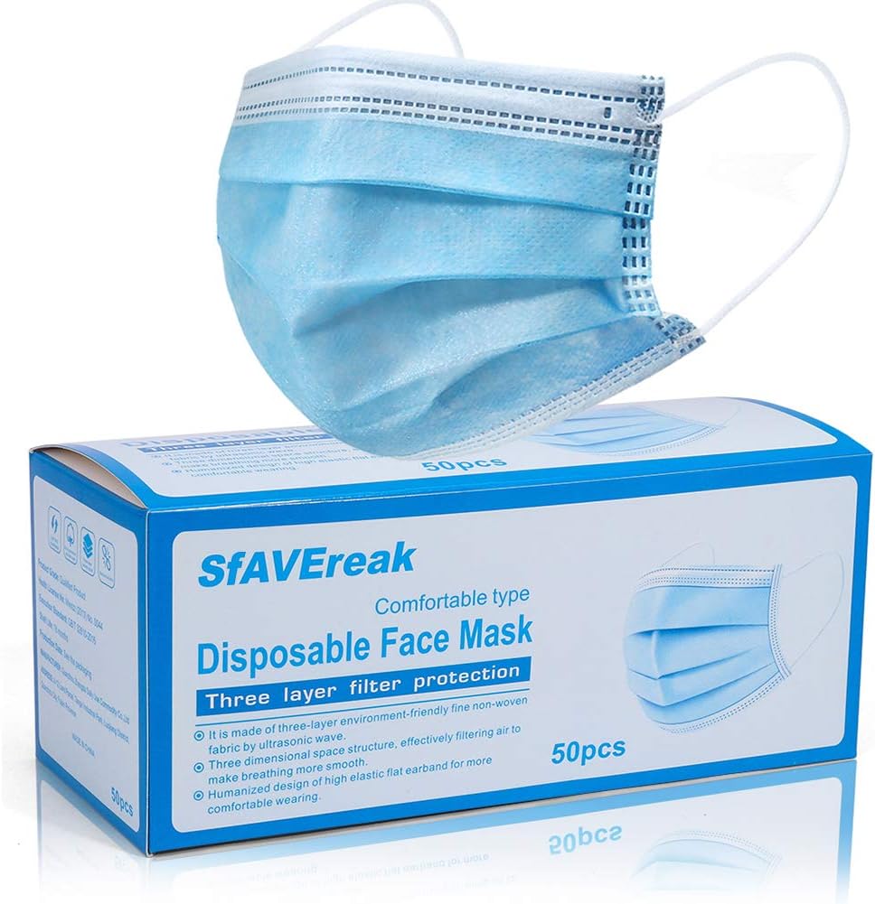 Face Mask Disposable Blue (1 Pack of 50Pcs Masks)