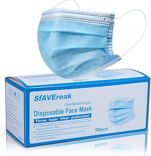SfAVEreak Face Mask Disposable 50Pcs Blue