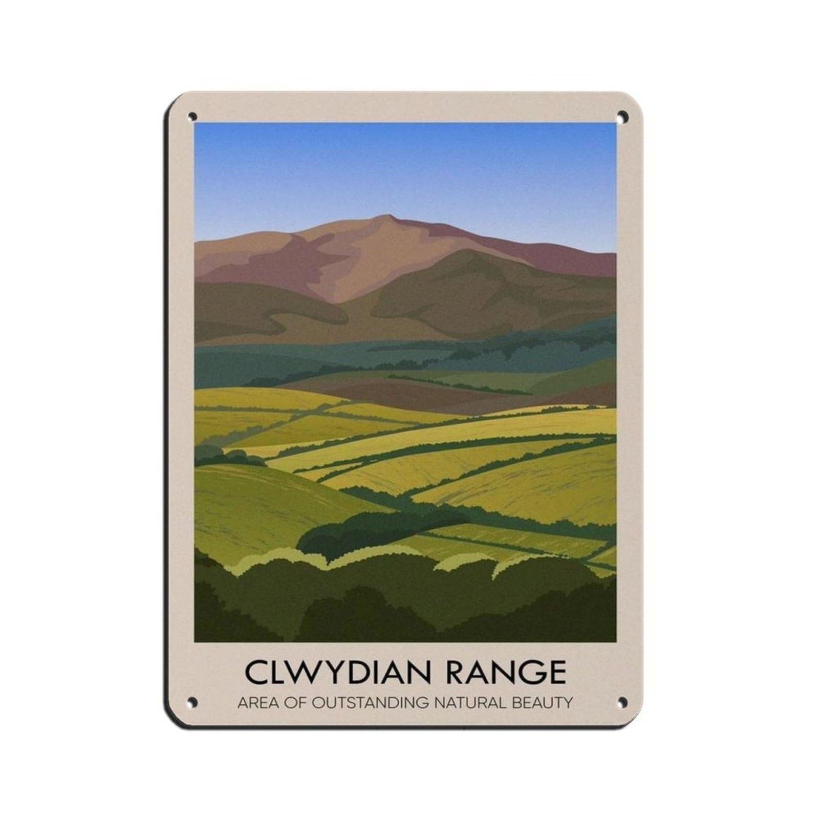 Lxwnze 30L X 40W Cm Clwydian Range Aonb Travel Poster Tin Sign Vintage Metal Pub Club Cafe Bar Home Wall Art Decoration Poster Retro 12X16inch(30X40cm)