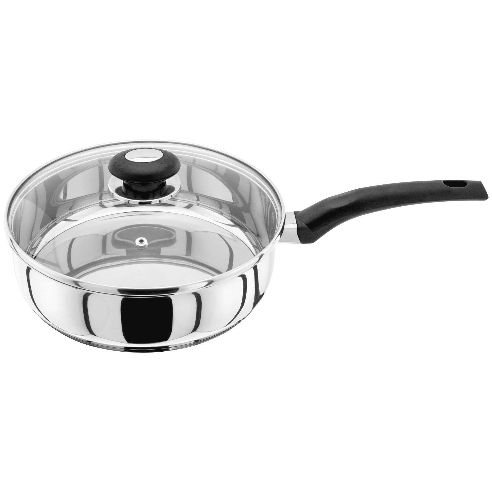 Essentials Stainless Steel Large Saute Pan 24cm, Induction Ready, Oven Safe