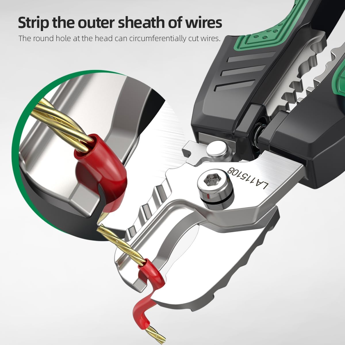 LAOA Stainless Steel Cable Cutter - 8in Professional Multi-Function Wire Cutting, Stripping, Crimping Tool with Arc Blade, Labor-Saving Spring for Electrical Work