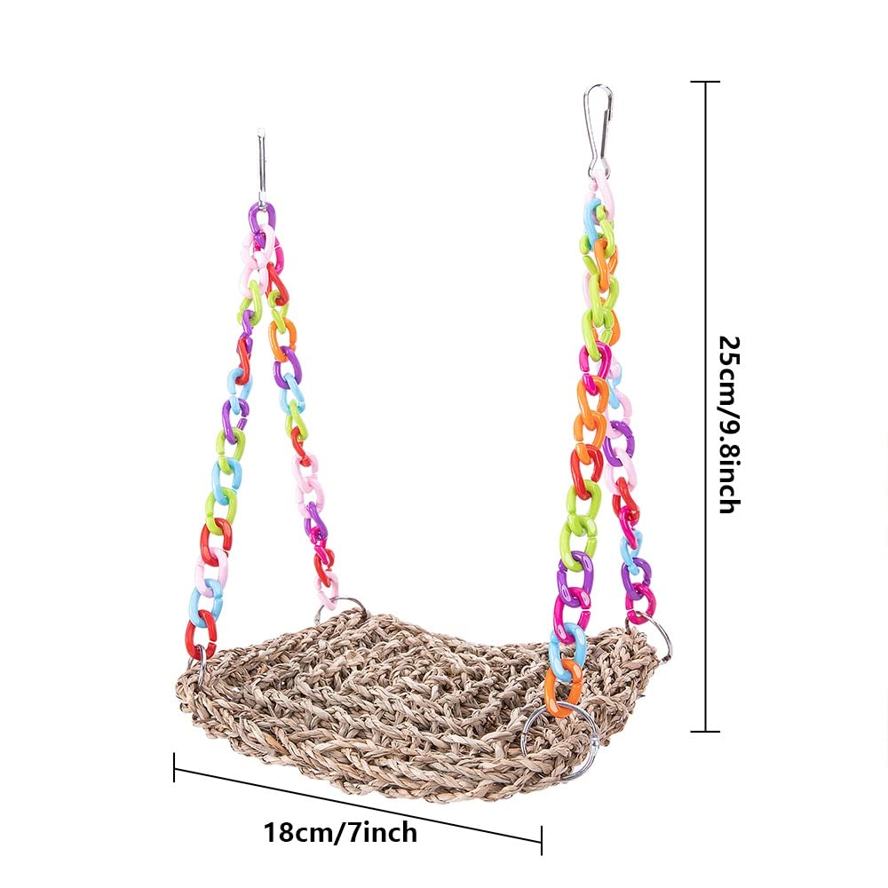 Juguete de Red de Escalada ArinkO: Columpio de Cuerda Natural para Loros y cacatúas - Hamaca para Masticar y Entrenar