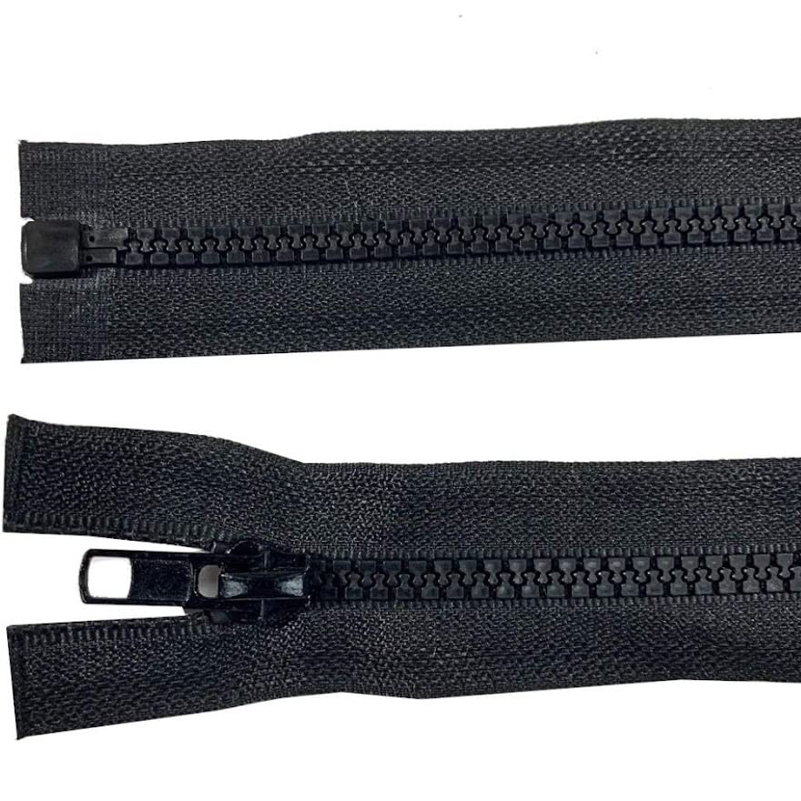 Plush Addict Twin Pack Heavy Duty Chunky Plastic Open-Ended Zip Fasteners for Sewing, Crafts, Clothing and Accessories - Black - 28" (71cm)