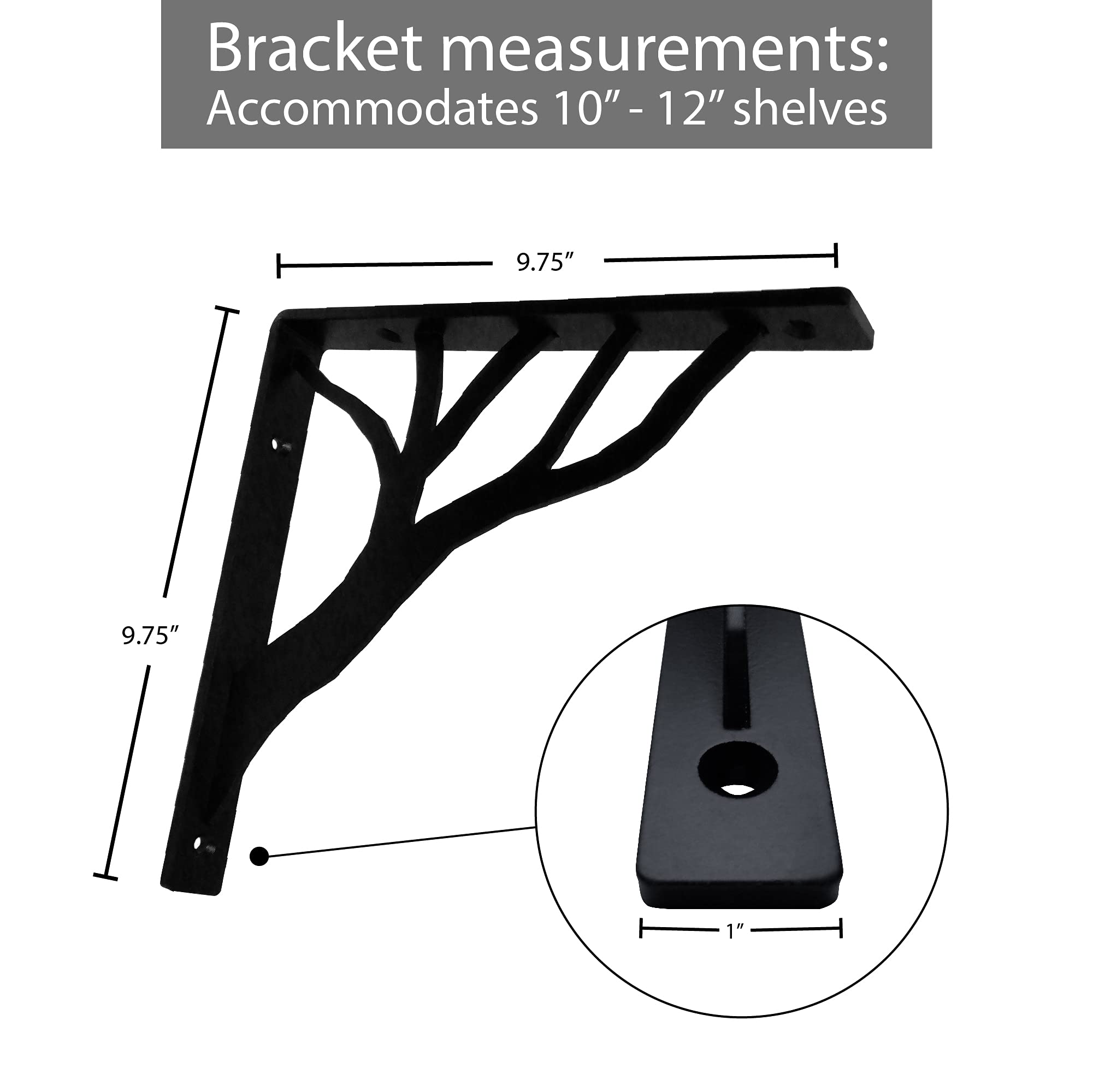 Buy Balin Designs Black Tree Shelf Bracket for 10" and 12” Shelves