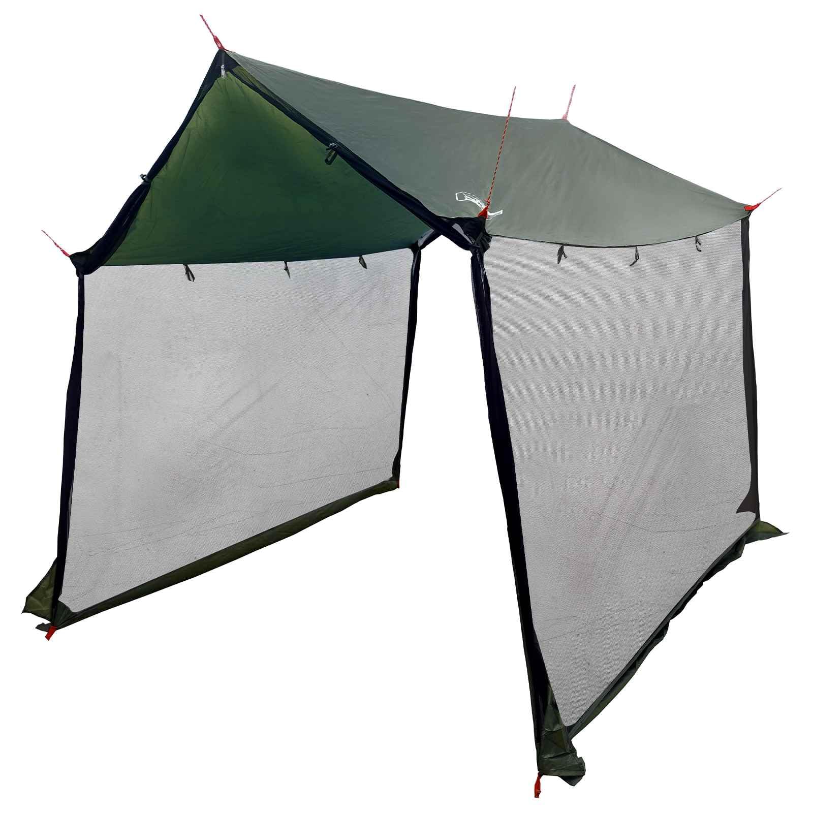 Camping-Tarp mit Mesh-Wänden 270x210x210 cm Pavillon für Garten und Camping Braun Grau Polyester-Dach Stahlrahmen Zelt mit Reißverschlusstür und Abspannseilen