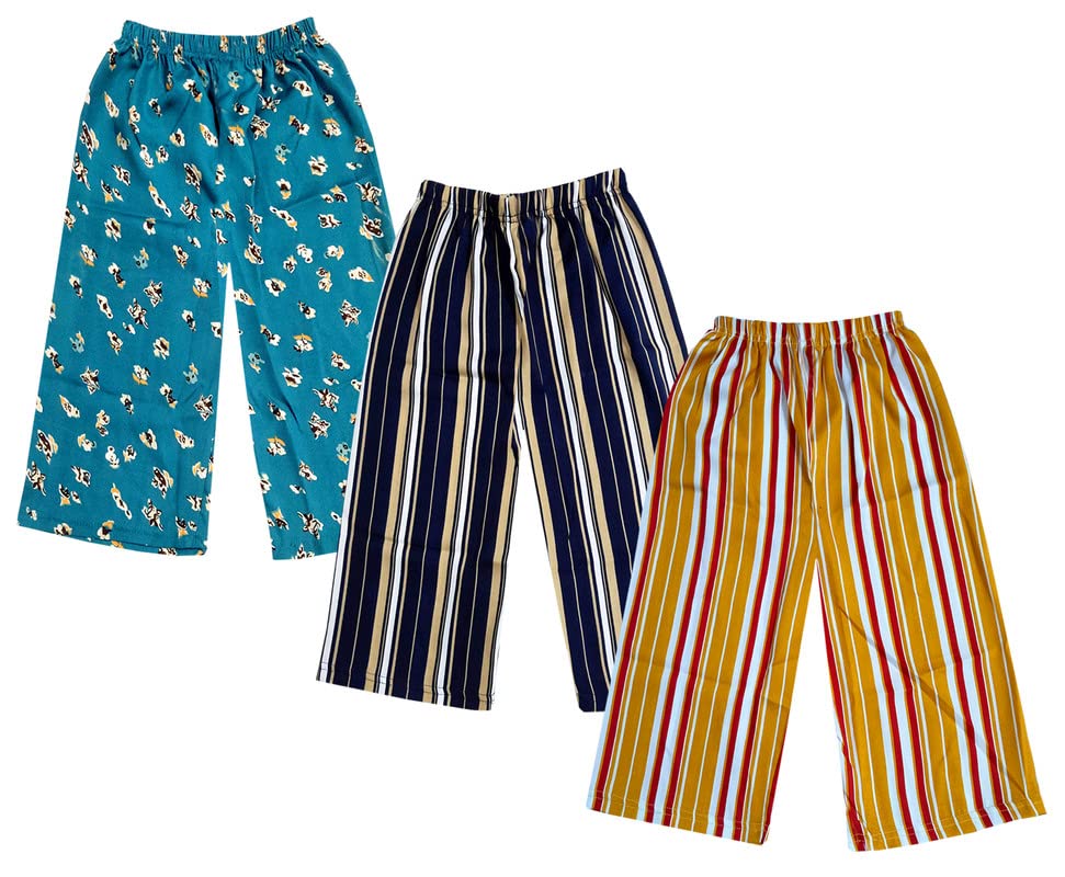 Image of IndiWeaves Girls Crepe Printed Loose Capri 3 /4th Pants (Pack of 3) Multicolor21
