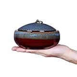 Ceramic Ashtray with Lids Windproof Cigarette Ashtray for Indoor or Outdoor Use Ash Holder for Smokers Desktop Smoking Ash Tray for Home Office Decoration (5.2