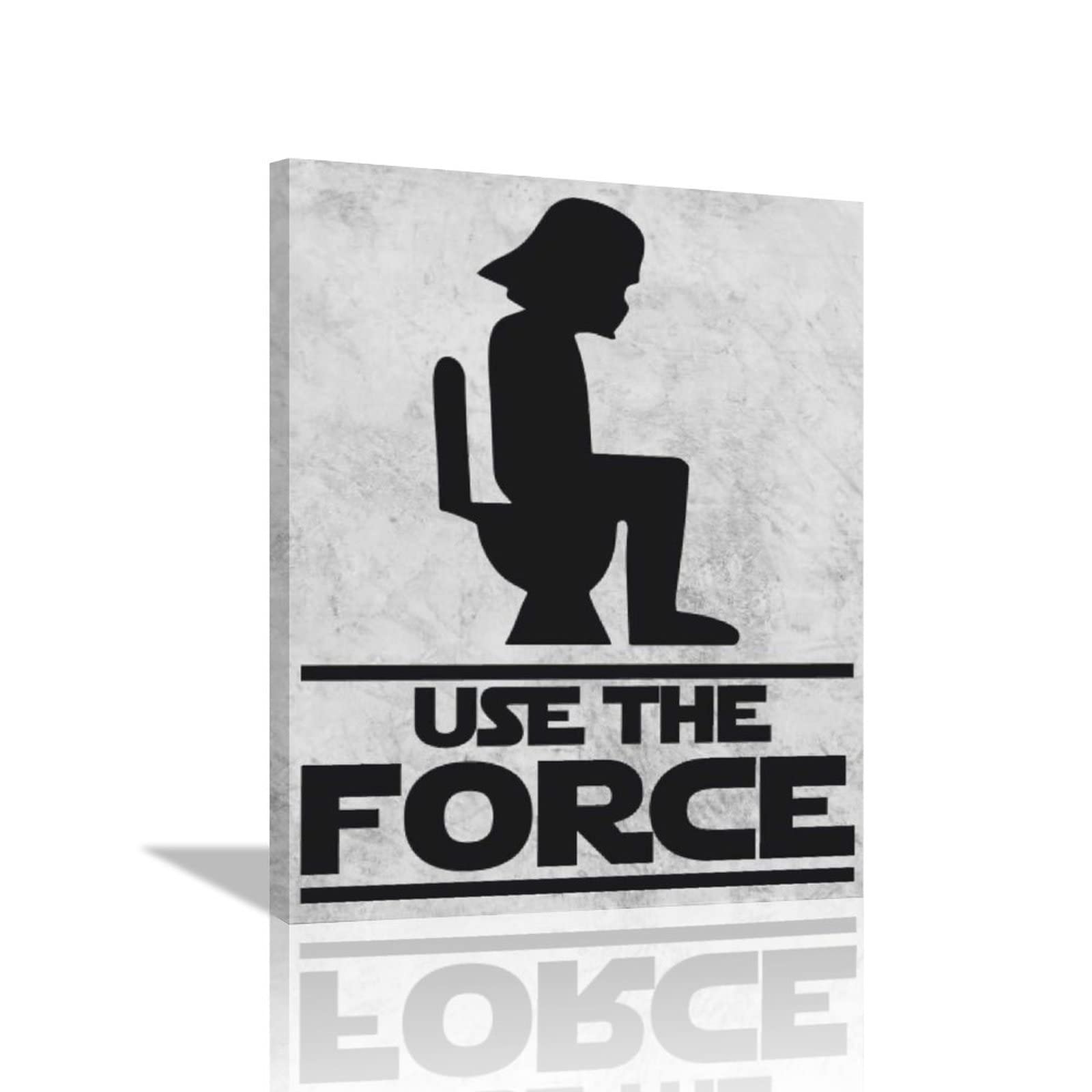 Use The Force - Funny Bathroom Wall Art Vintage Bathroom Wall Decor Canvas Prints Toilet Sign Black And White Cute Signs Framed for Bathroom Restroom Wc Bar Club Hotel & Outdoor Street Garage 12"x16"