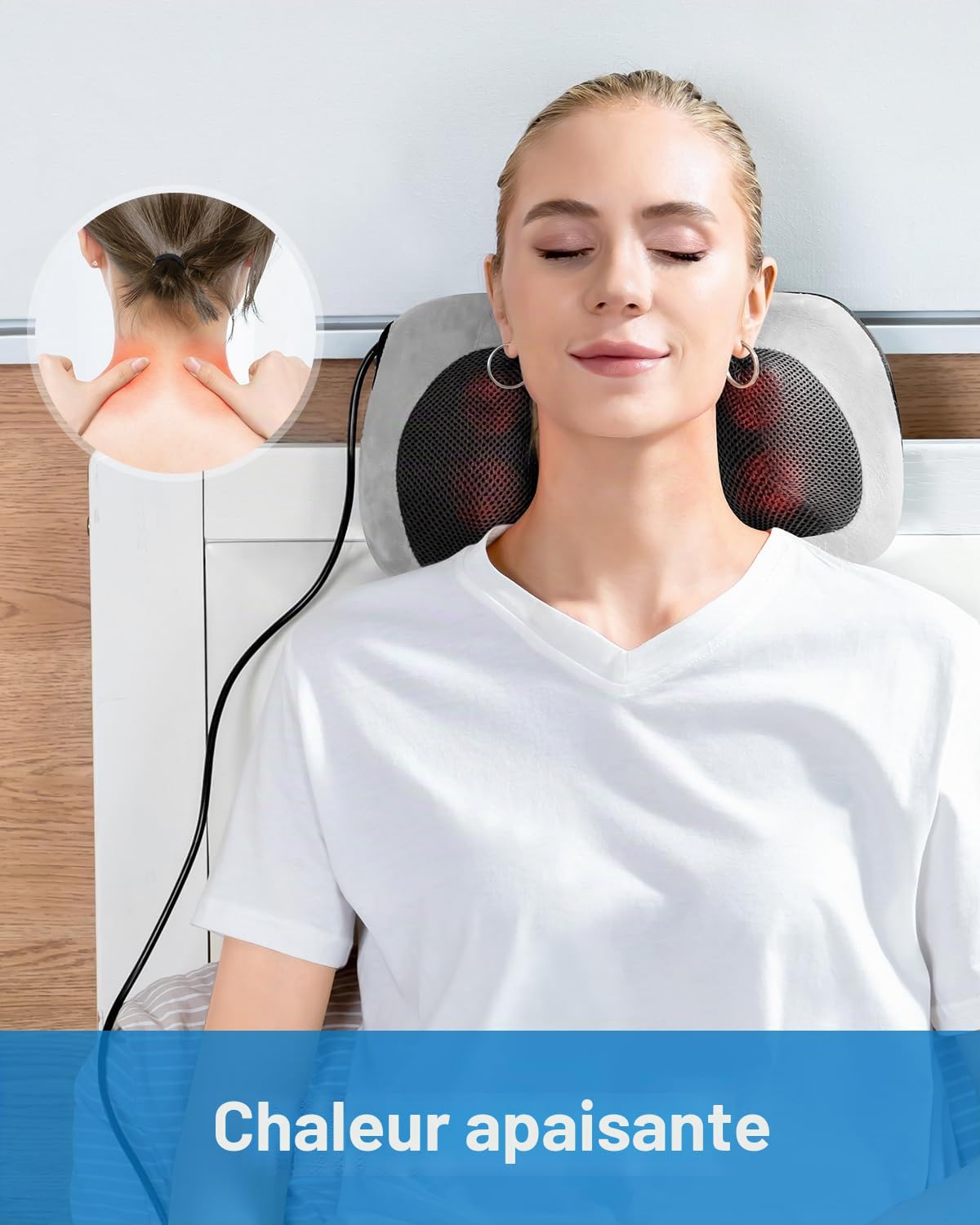 RENPHO coussin de massage avec fonction chauffante, masseur de Dos shiatsu avec malaxage en tissus profonds pour Cou, Dos et Épaules, cadeau de relaxation pour maman, papa