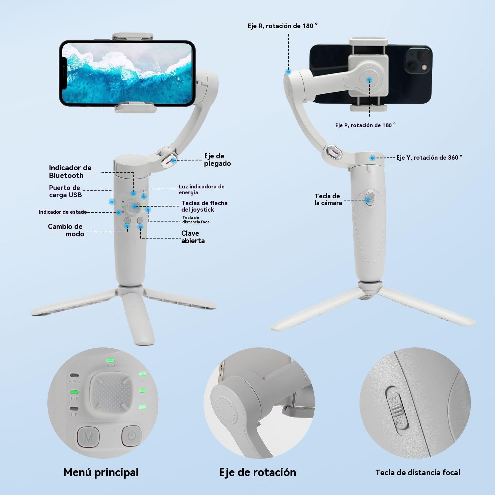 Gimbal para teléfono móvil, estabilizador de teléfono móvil, logra Resultados Profesionales con los Modelos de teléfono móvil M01 con cardán antivibración