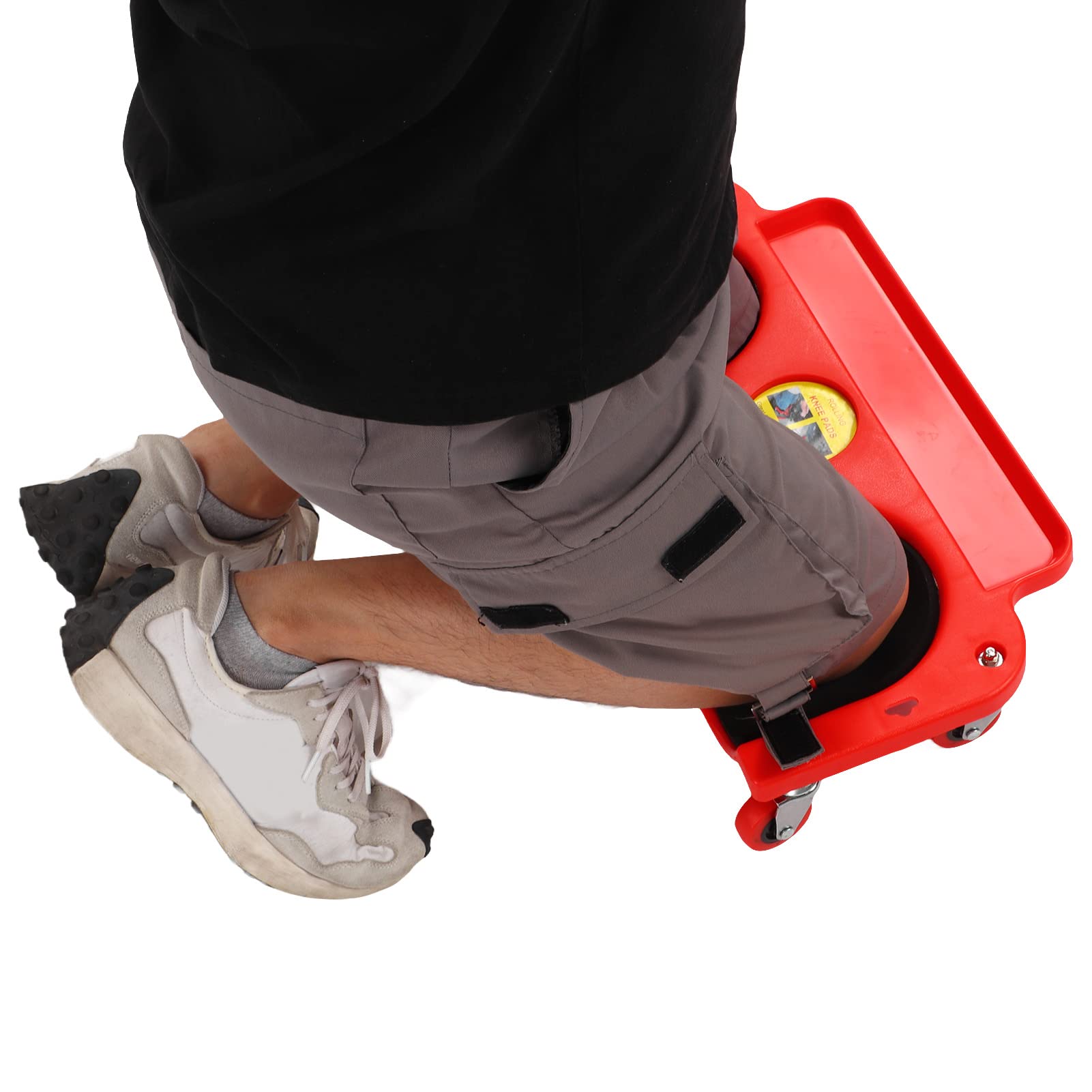 Jiawu Chariot à Genoux Roulant, capacité de 250 Lb, Cadre en ABS Robuste, 5 Roulettes Pivotantes, Genouillères Roulantes, Genouillères à Roulettes avec Plateau à Outils intégré pour Peindre la Pose de