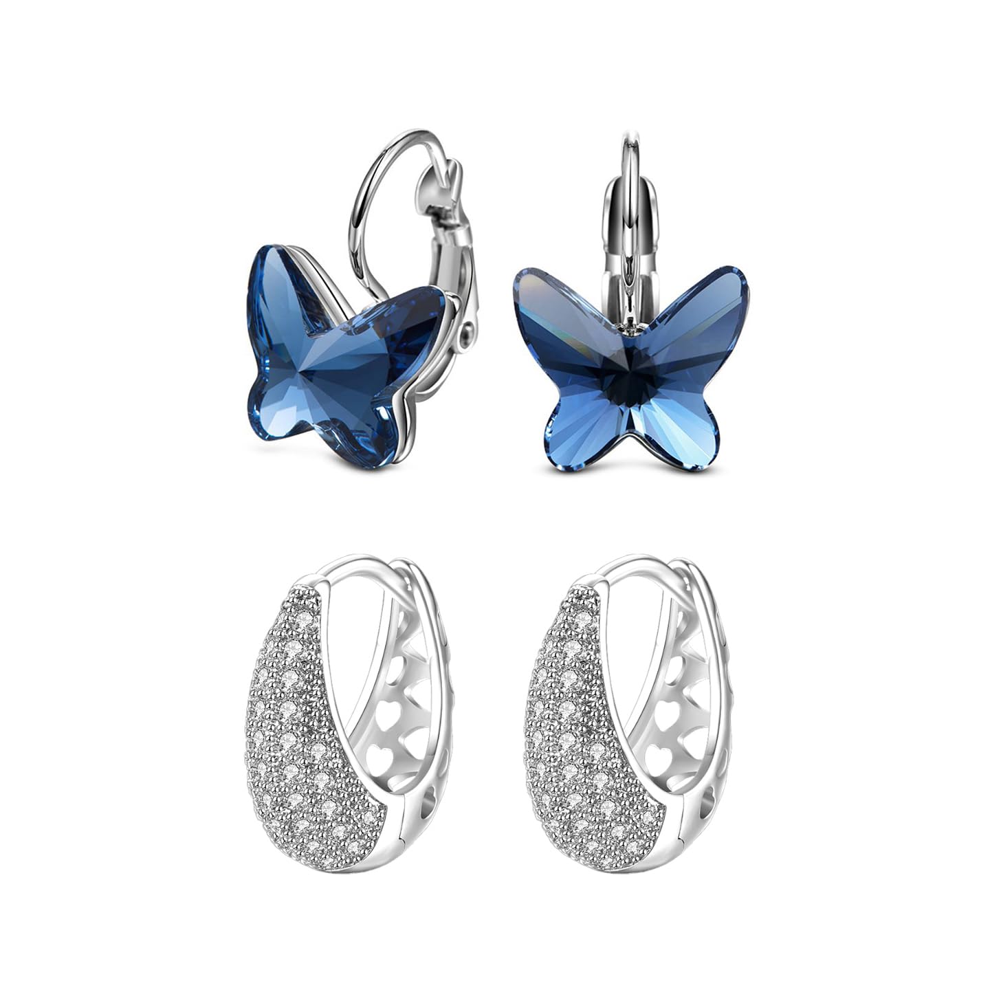 Yellow Chimes Earrings for Women and Girls | 2 Pair Combo of Silver Crystal Hoop and Blue Butterfly Designed Clipon Earrings for Women | Birthday Gift for Girls and Women Anniversary Gift for Wife (B0CBRTFRZN) Amazon Price History, Amazon Price Tracker