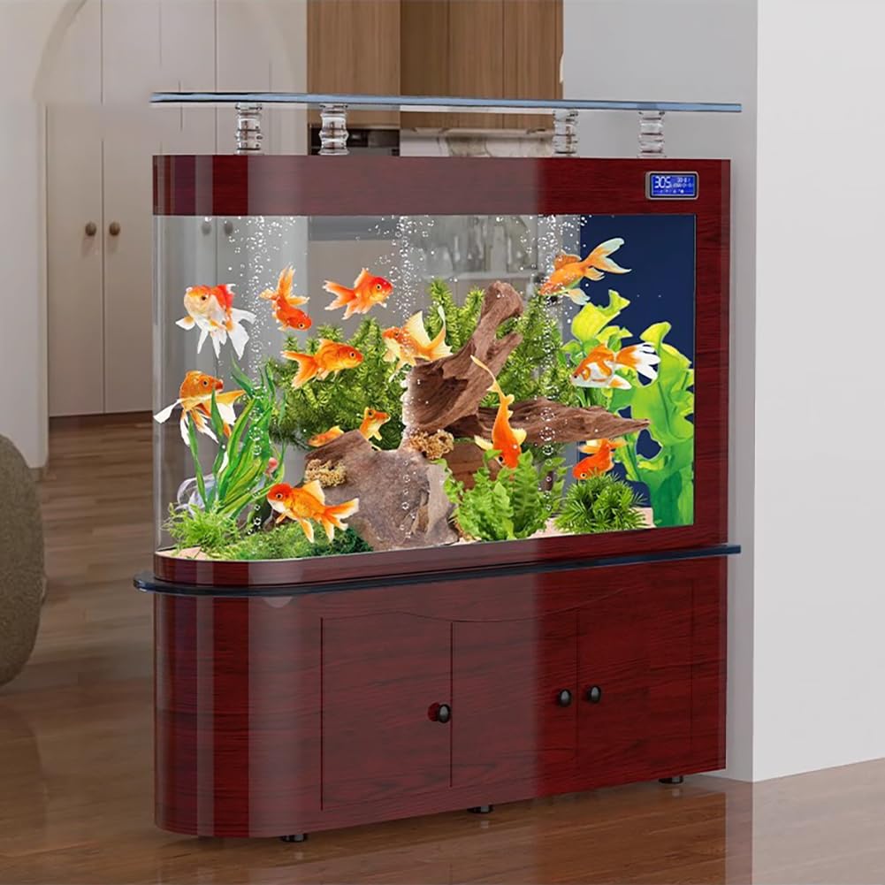 Acuario De 68 Galones, Pantalla LCD, Pecera De Vidrio Grande, Filtración De Fondo, Kit De Acuario De Vidrio Resistente, Vidrio De Ultra Alta Definición,D