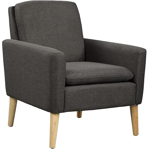 Lohoms Modern Accent Fabric Chair Single Sofa Comfy Upholstered Arm Chair Living Room Furniture Black