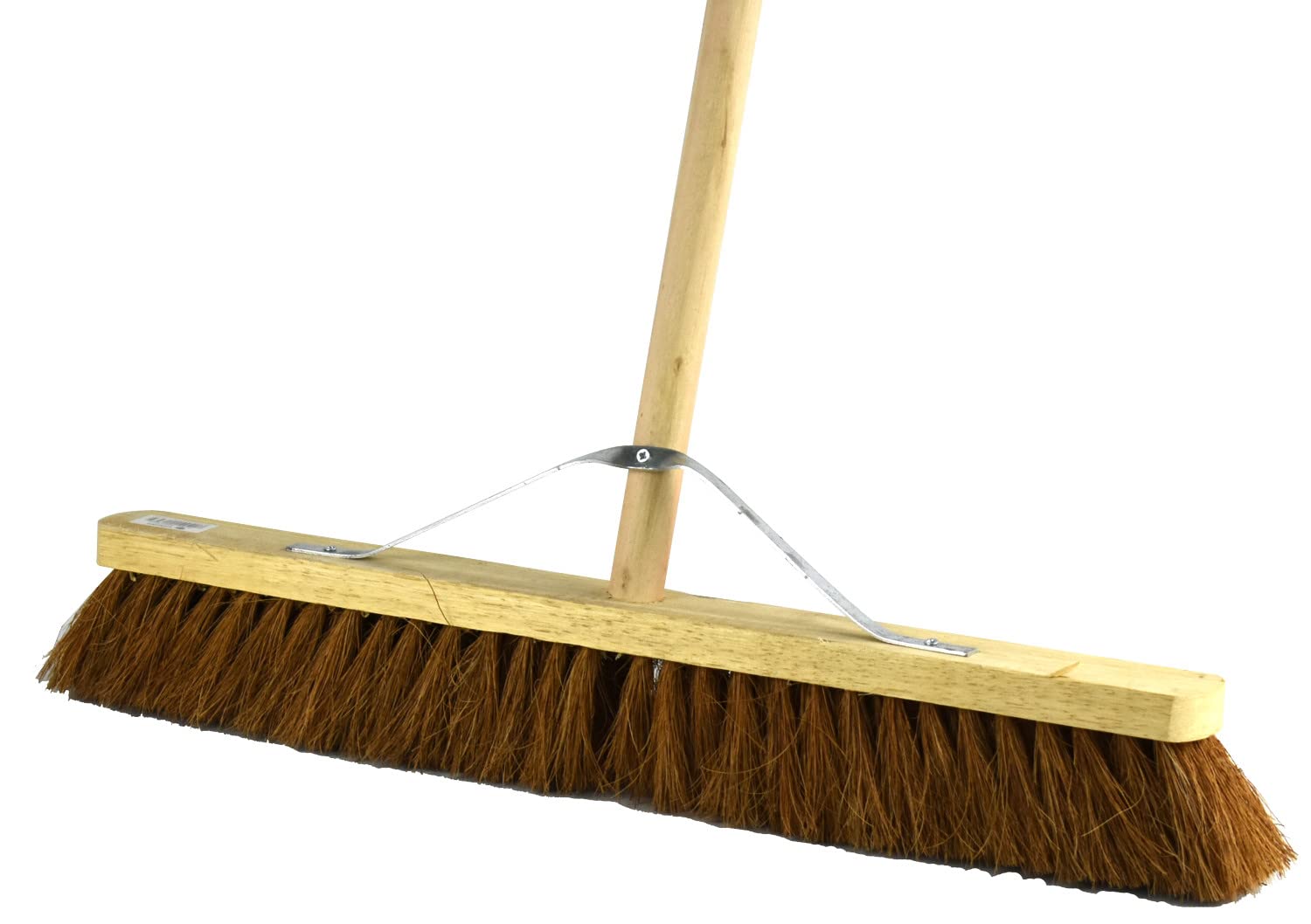 Natural Soft Bristle Broom Coco Brush With Handle 24" Indoor & Outdoor Sweeping Cleaning