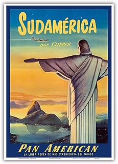 South America by Pan American Clipper - Christ the Redeemer - Rio De Janeiro Brazil - Vintage Airline Travel Poster Unknown - Master Art Print 10in x 14in