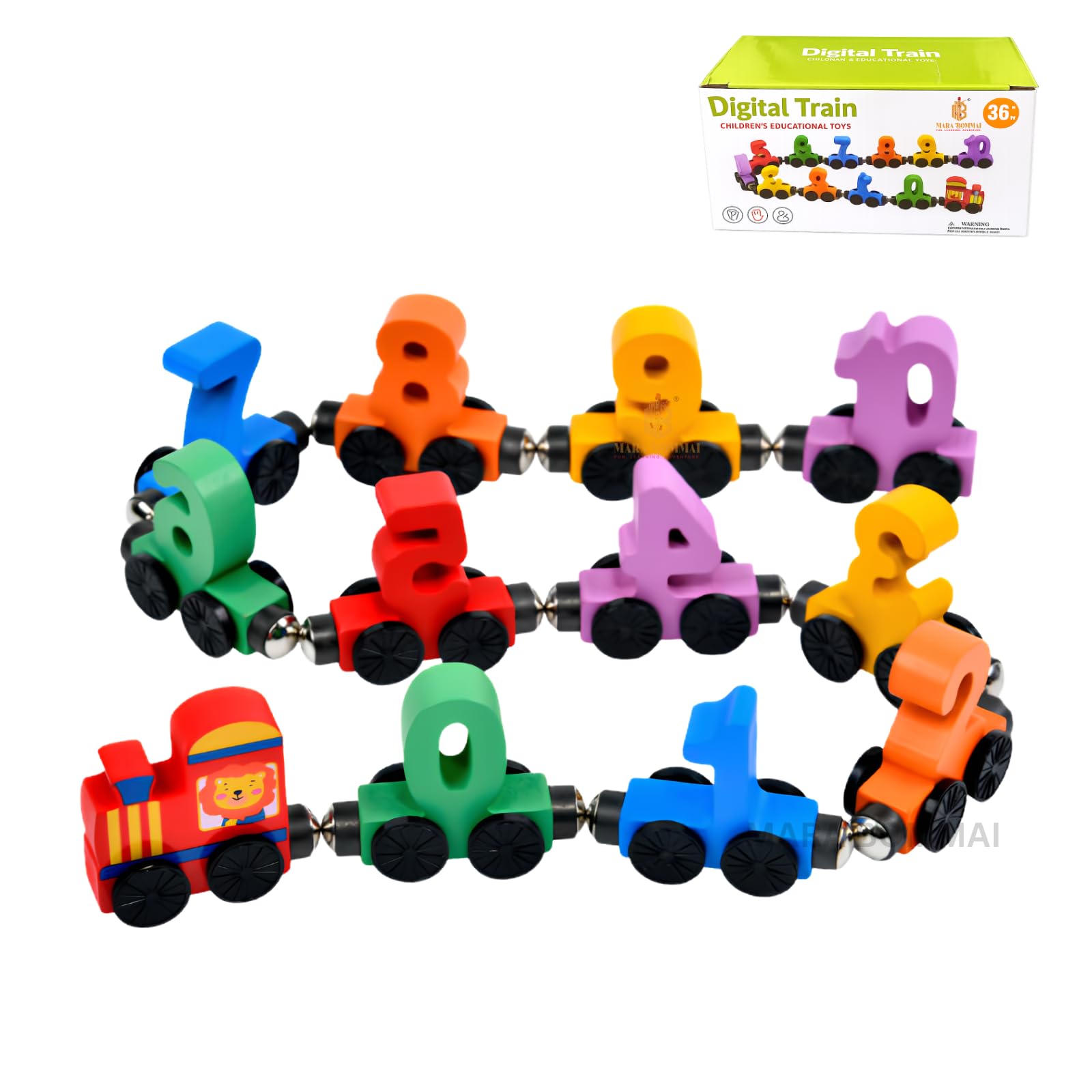 Wooden Number Train (0-10) | Magnetic Train Set with Engine | Montessori Educational Learning Toy for Kids | Colourful Number Puzzle & Counting Toy for Boys and Girls-image-33