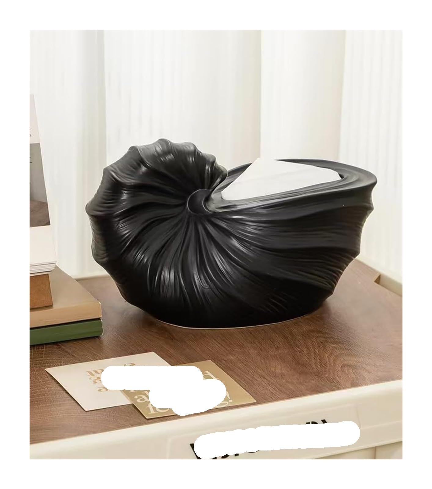 Kosmetiktuch-Spenderbox Kreative dekorative Muschel-Keramik-Taschentuchbox for Küche und Esszimmer Must-Haves für die Wohnung(Black)