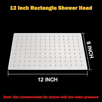 NearMoon Rain Shower Head, High Flow Stainless Steel Rainfall Shower, High Pressure Design, Awesome Shower Experience Even At Low Water Flow (12 Inch Rectangle, Brushed Nickel)