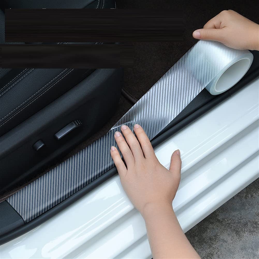 Autofolie Kohlefaser-Vinyl-Autotür Billardtür Eingangsschaltaufkleber Kohlefaser Schwellenwert Antidirty Dampftür Sill Protektor Auto Folie (Color : 10cm(Carbon Fiber), Size : 10m)